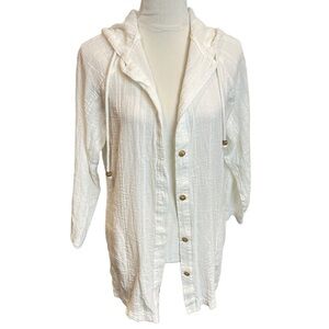 Dotti Hooded Cotton Lightweight Jacket‎ or Swim CoverUp Large